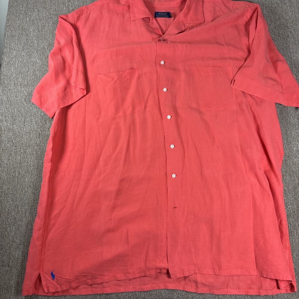 Polo Ralph Lauren Men’s Shirt Sleeve Button Up Pink Shirt 2XLT Vintage